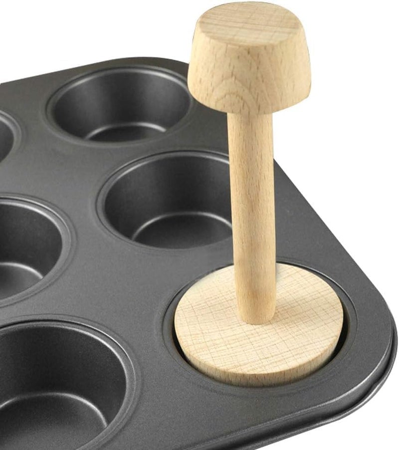 Weicoca Wooden Pastry Tamper, DIY Cake Pastry Pusher, Double Side Wooden Egg Tart Tamper Mold, Pie Pastry Dough Tamper Egg Tart Mold, essert Baking for Kitchen Party Baking Tools - Image 1